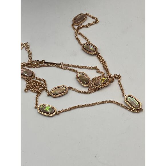Kendra Scott Kelsie Rose Gold Plated Mother of Pearl Long Station Necklace - Picture 7 of 8